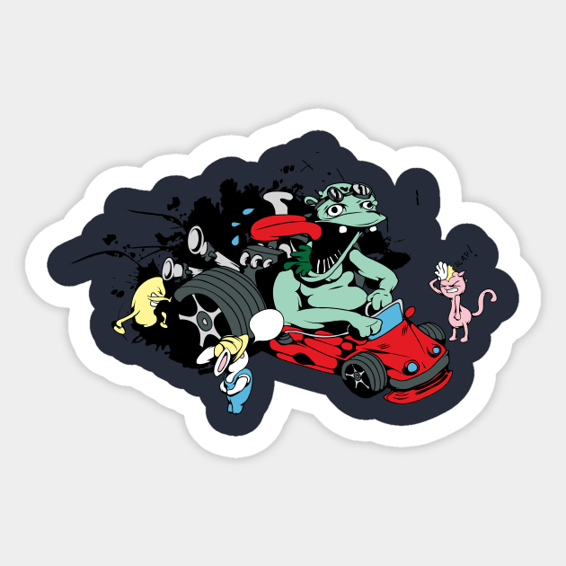 Little Red Funny Car Sticker by Tpixx